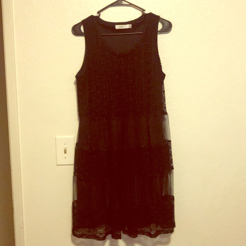 Black lace summer dress with silk inner lining